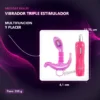 VIBRADOR TRIPLE ESTIMULADOR  PUNTO G CLITORIS ANAL MULTIFUNCION