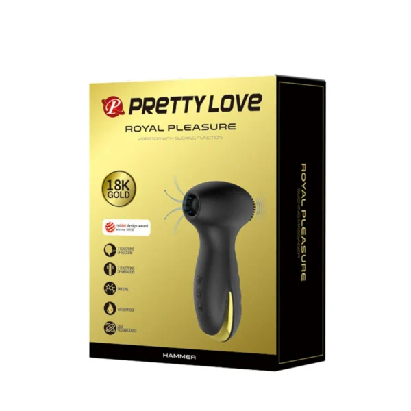 SUCCIONADOR GOLD  ROYAL PLEASURE SUCCIONADOR DE CLITORIS 7 FUNCIONES SILICONA USB RECARGABLE 13CM X 4CM