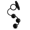 ANAL ADVENTURES PLATINUM - SILICONE ANAL BEADS WITH VIBRATING C-RING - BLACK