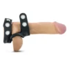 PERFORMANCE - VS8 - SILICONE DOUBLE COCK &amp; BALL STRAP - BLACK