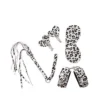 SET BDSM ANIMAL PRINT PLATEADO 4 PIEZAS