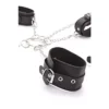 ESPOSAS CRUZ DE MANO Y TOBILLO CON COLLAR DE CADENA - ECO CUERO NEGRO