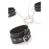 ESPOSAS CRUZ DE MANO Y TOBILLO CON COLLAR DE CADENA - ECO CUERO NEGRO