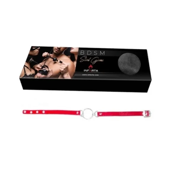 MORDAZA LUXURY CON ARO CHAROL ROJO ECO CUERO
