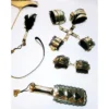 KIT LUXURY GOLD CON PUNTILLA NEGRA 7 PIEZAS
