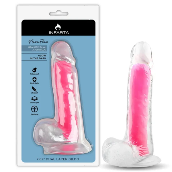 DILDO NEONFLUX PINK - BRILLA EN LA OSCURIDAD