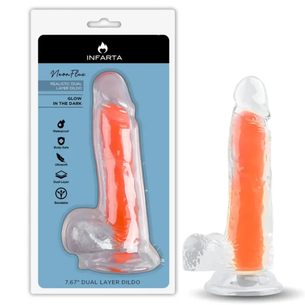 DILDO NEONFLUX ORANGE - BRILLA EN LA OSCURIDAD