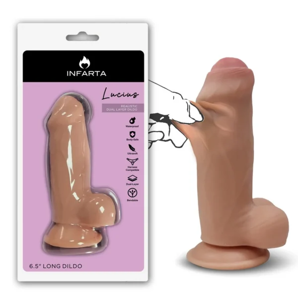 LUCIUS DILDO DUAL LAYER PELLIZCABLE VERTEBRADO