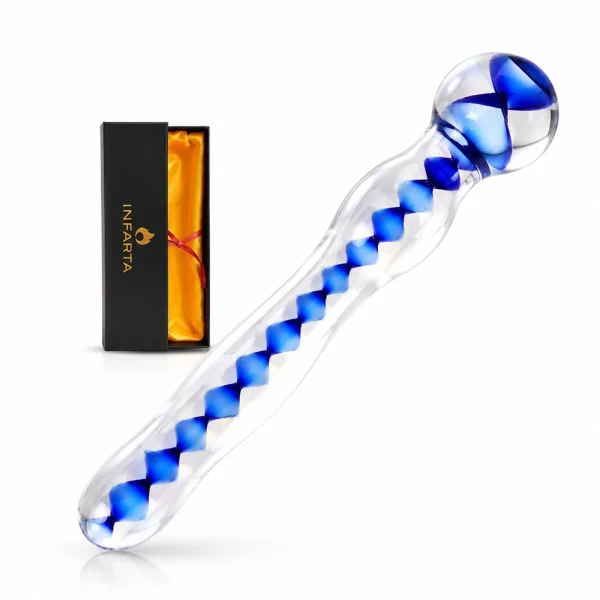 GLASS DILDO HELIXBLUE