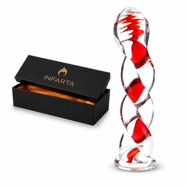 GLASS DILDO RUBY SWIRL