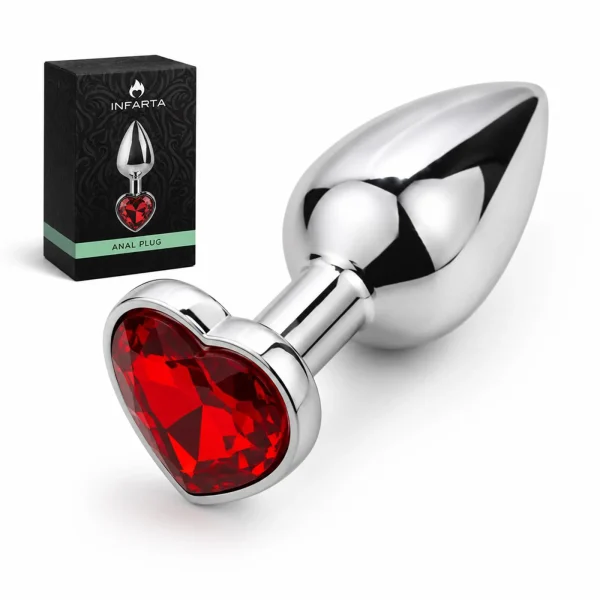ANAL PLUG HEART LOVE METAL SMALL RED