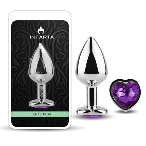 ANAL PLUG HEART LOVE METAL SMALL PURPLE