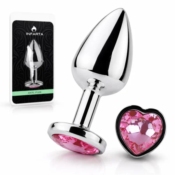ANAL PLUG HEART LOVE METAL SMALL PINK