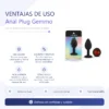 ANAL PLUG GEMMO SILICONE SMALL BLACK PLUG - RED DIAMOND