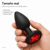 ANAL PLUG GEMMO SILICONE SMALL BLACK PLUG - RED DIAMOND
