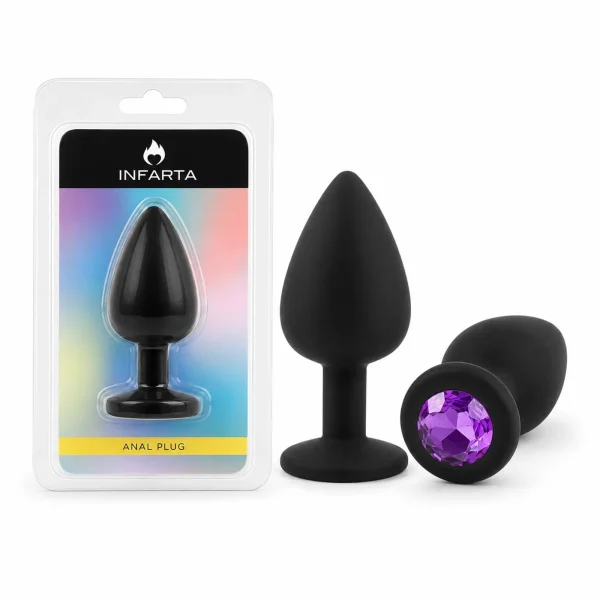 ANAL PLUG GEMMO SILICONE LARGE BLACK PLUG - PURPLE DIAMOND