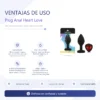 ANAL PLUG HEART LOVE SILICONE SMALL BLACK PLUG - RED DIAMOND