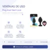 ANAL PLUG HEART LOVE SILICONE MEDIUM BLACK PLUG - PINK DIAMOND