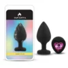 ANAL PLUG HEART LOVE SILICONE LARGE BLACK PLUG - PURPLE DIAMOND