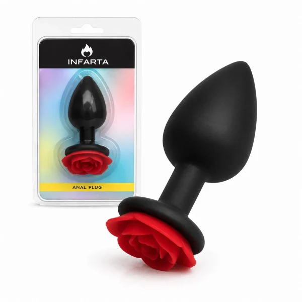 ANAL PLUG FLOWER SILICONE SMALL RED
