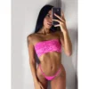 BANDEAU E HILO DENTAL DE PUNTILLA ROJO