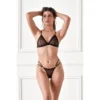 CONJUNTO DE TUL DOBLE TIRA NEGRO
