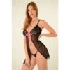 CAMISOLIN DE TUL Y PUNTILLA MEDIUM NEGRO